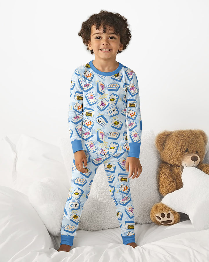 Hanukkah Mahjong Club Bamboo Two Piece Long Sleeve Pajama Set