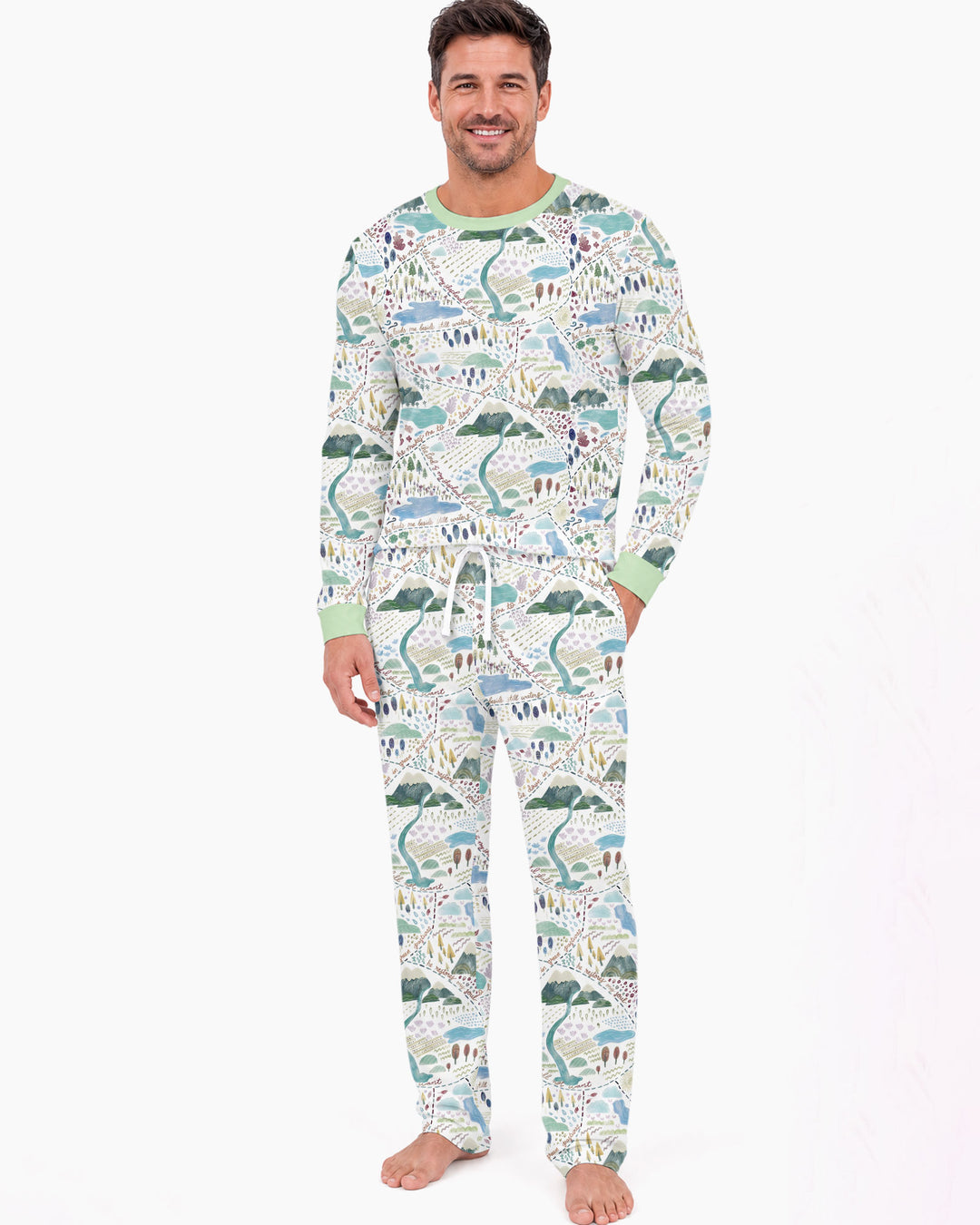 Whimsical Psalms 23 Map Bamboo Men's Pajama Set