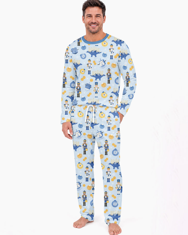 Hanukkah Nutcracker King Family Matching Bamboo Men's Pajama Set