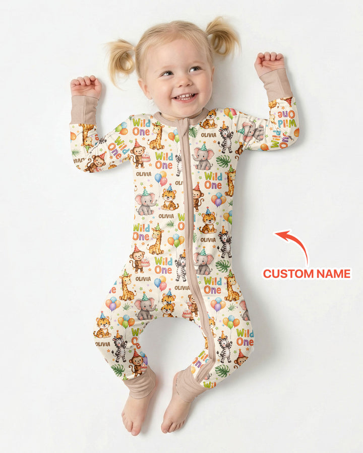 Custom Name 1st Birthday Wild One Bamboo Convertible Zippy