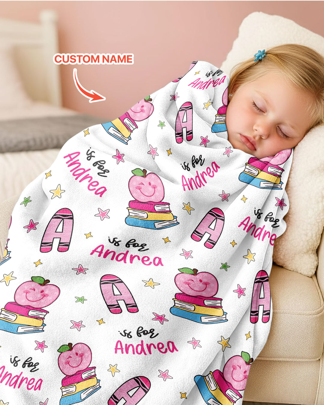 Custom Name Crayon Alphabet Bamboo Blanket