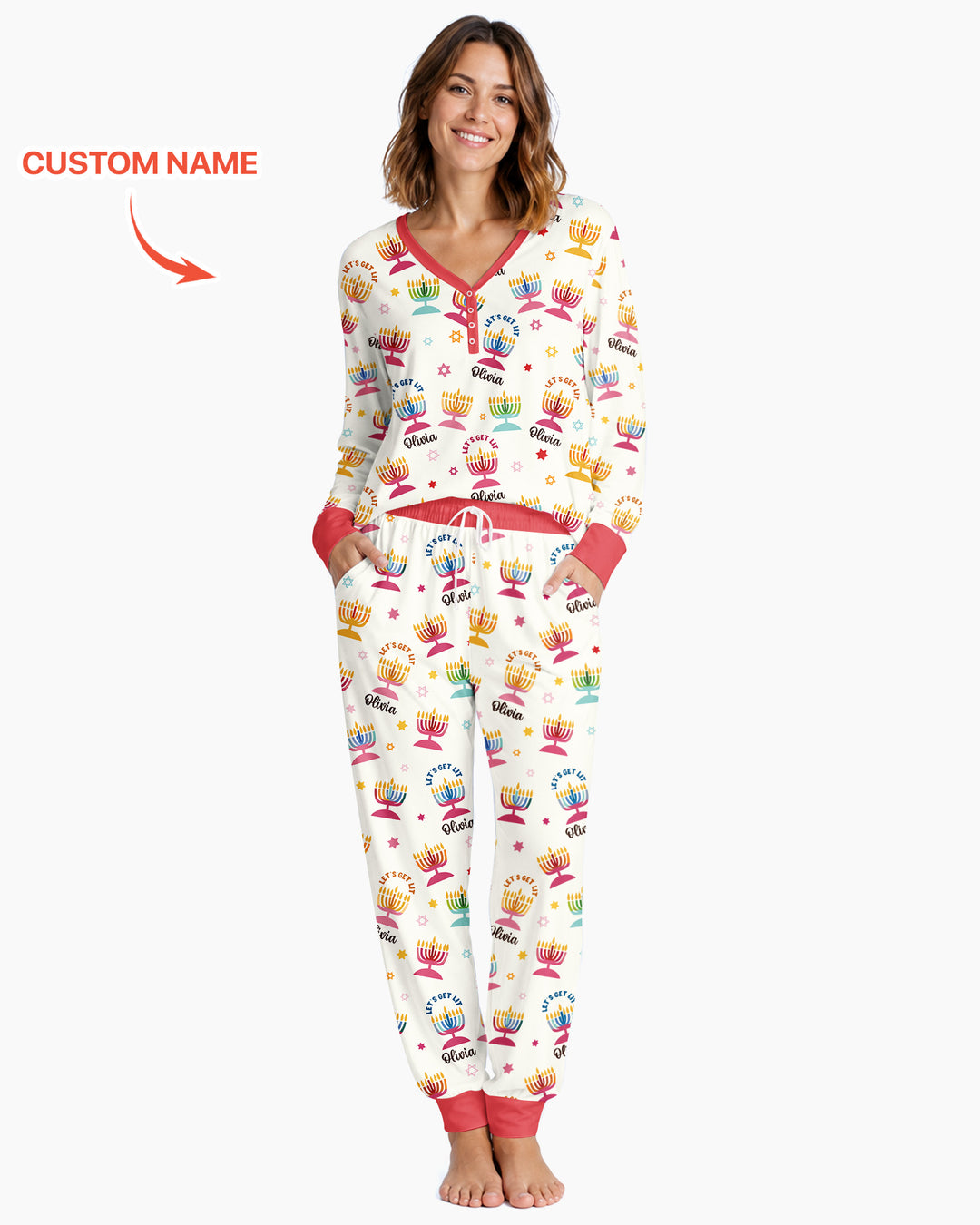 Let's Get Lit Hanukkah Bamboo Women Pajama Set