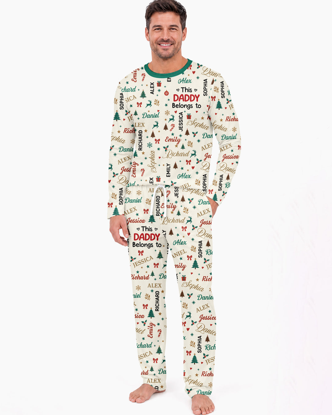 Custom Daddy Christmas Belongs To Bamboo Men's Pajama Set