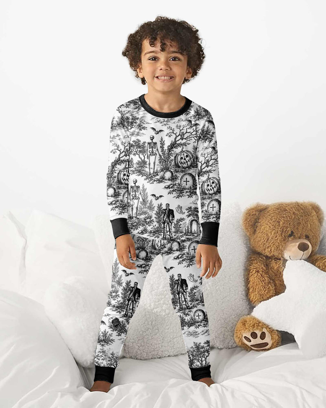 Spooky Halloween Toile Bamboo Two Piece Long Sleeve Pajama Set