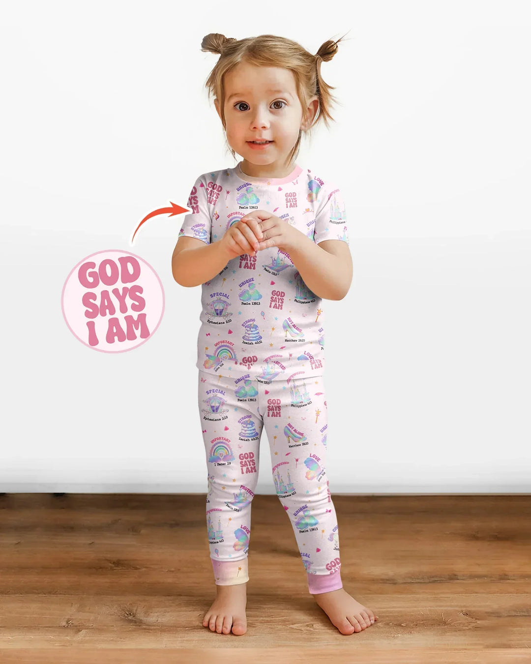God Says I Am Girl Bamboo Two Piece Short Sleeve Pajama Set