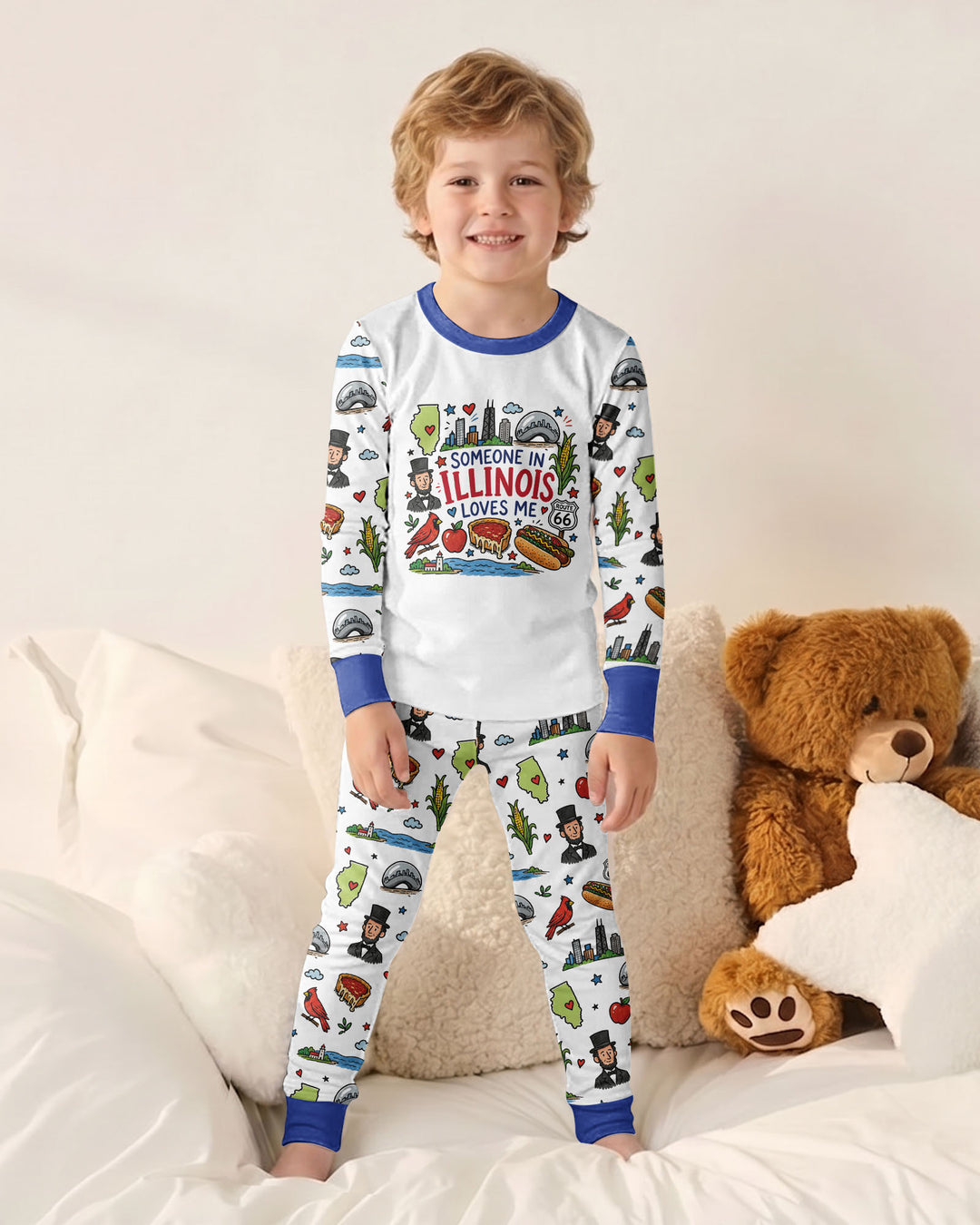 Someone in Illinois Loves Me Bamboo Two Piece Long Sleeve Pajama Set