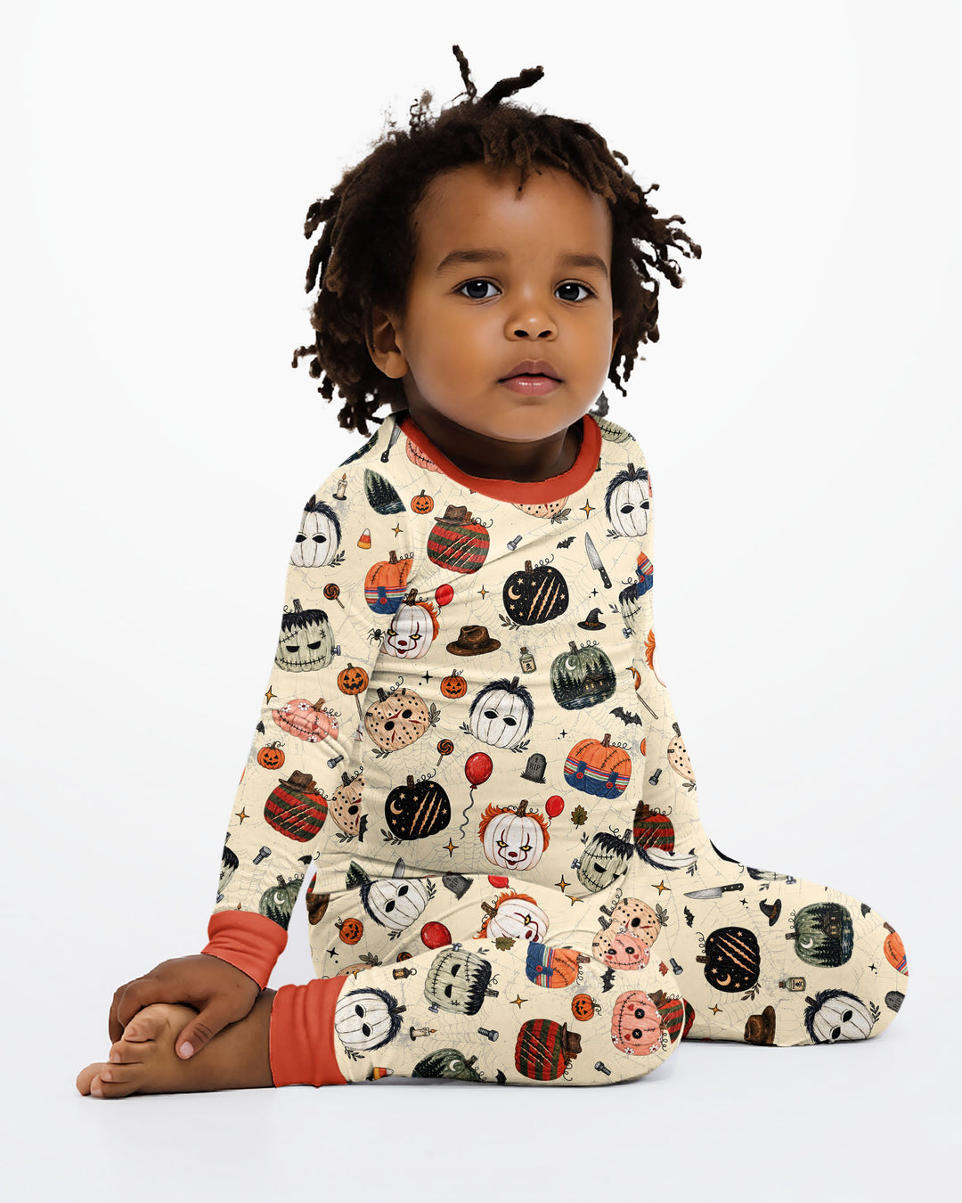 Horror Movie Pumpkins Bamboo Two Piece Long Sleeve Pajama Set