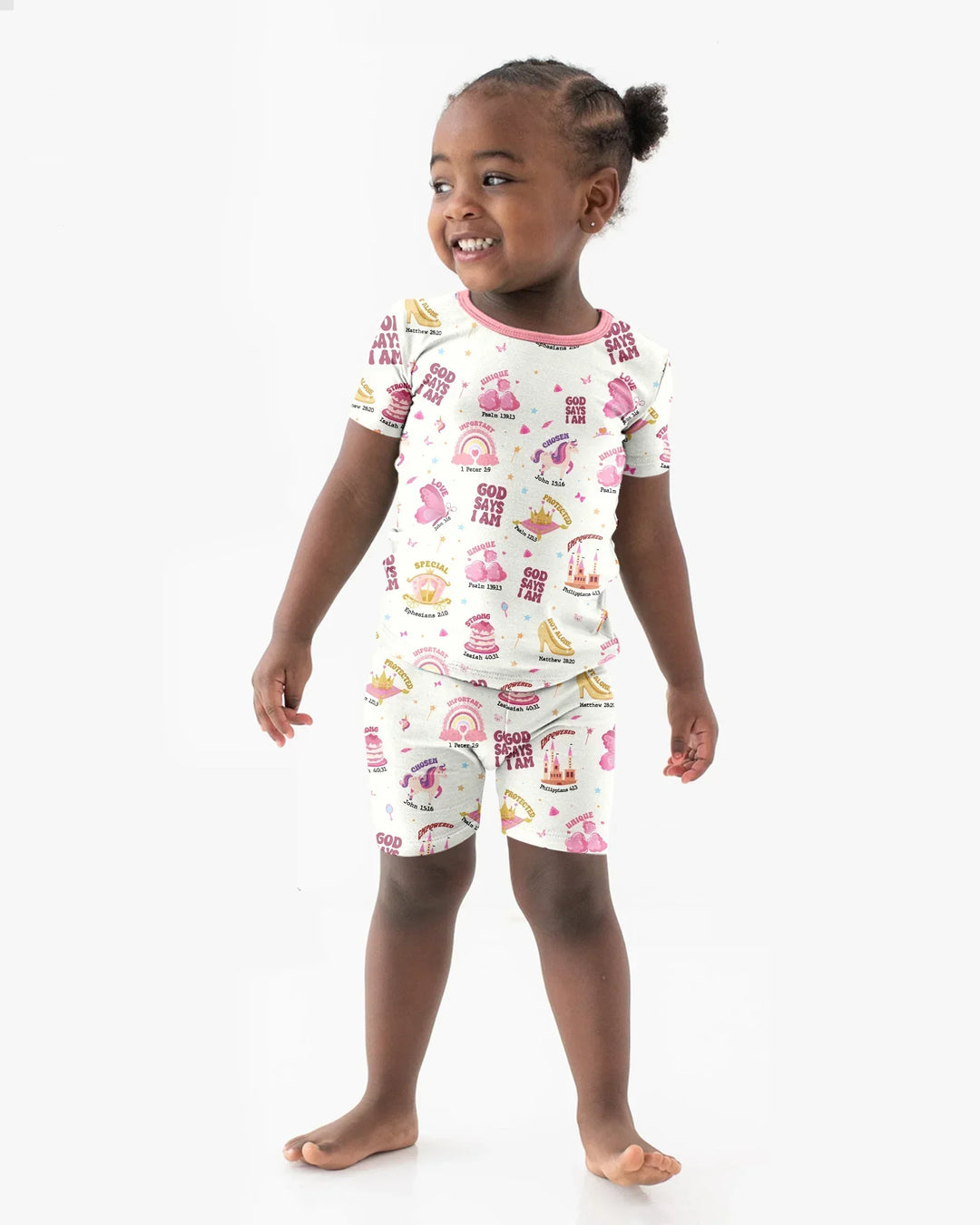 God Says I Am Girl Bamboo Two Piece Short Sleeve Shorts Pyjamas Set