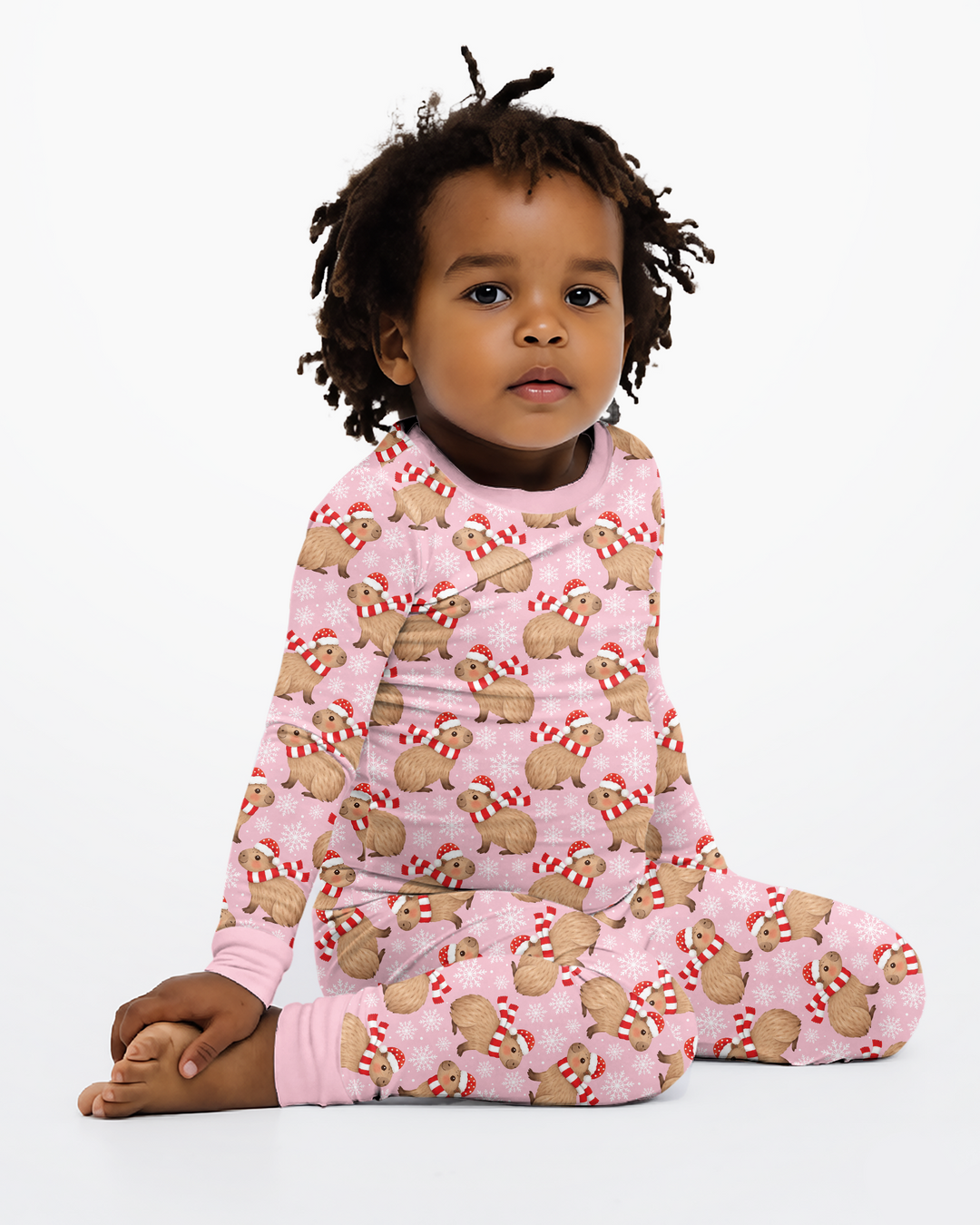 Holiday Capybaras Bamboo Two Piece Long Sleeve Pajama Set