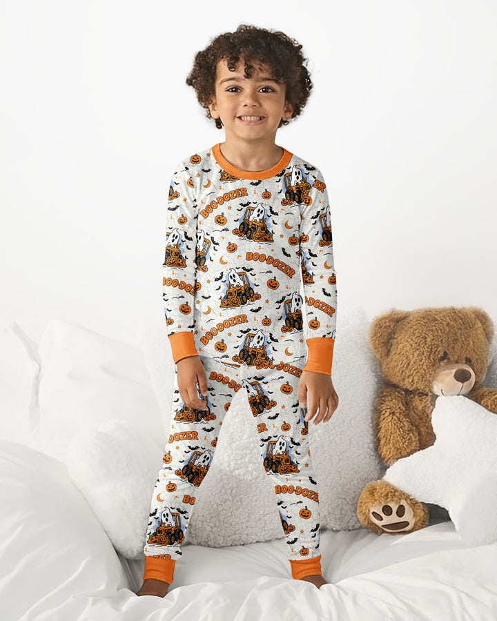 Boo-dozer Halloween Bamboo Two Piece Long Sleeve Pajama Set