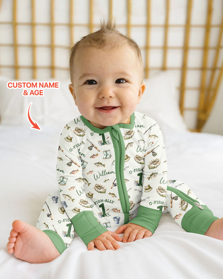 Personalized Fishing Birthday  Bamboo Convertible Zippy
