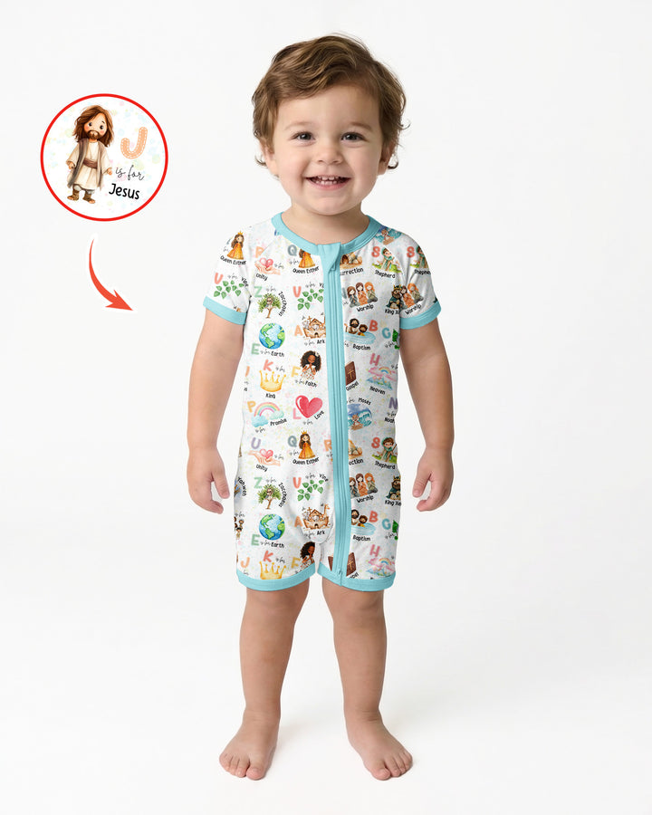 Bible ABC Alphabet Bamboo Shorty Zippy