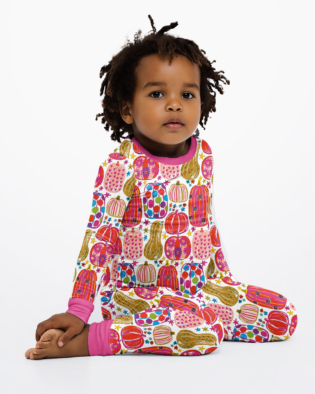 Funky Fall Pumpkins Bamboo Two Piece Long Sleeve Pajama Set