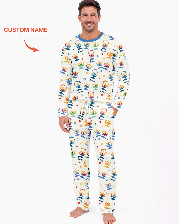 Let's Get Lit Hanukkah Bamboo Men's Pajama Set