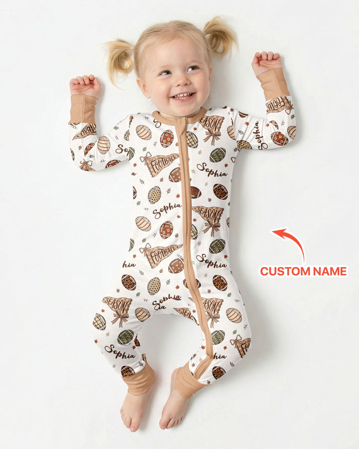 Custom Name Football Fall Season Bamboo Convertible Zippy