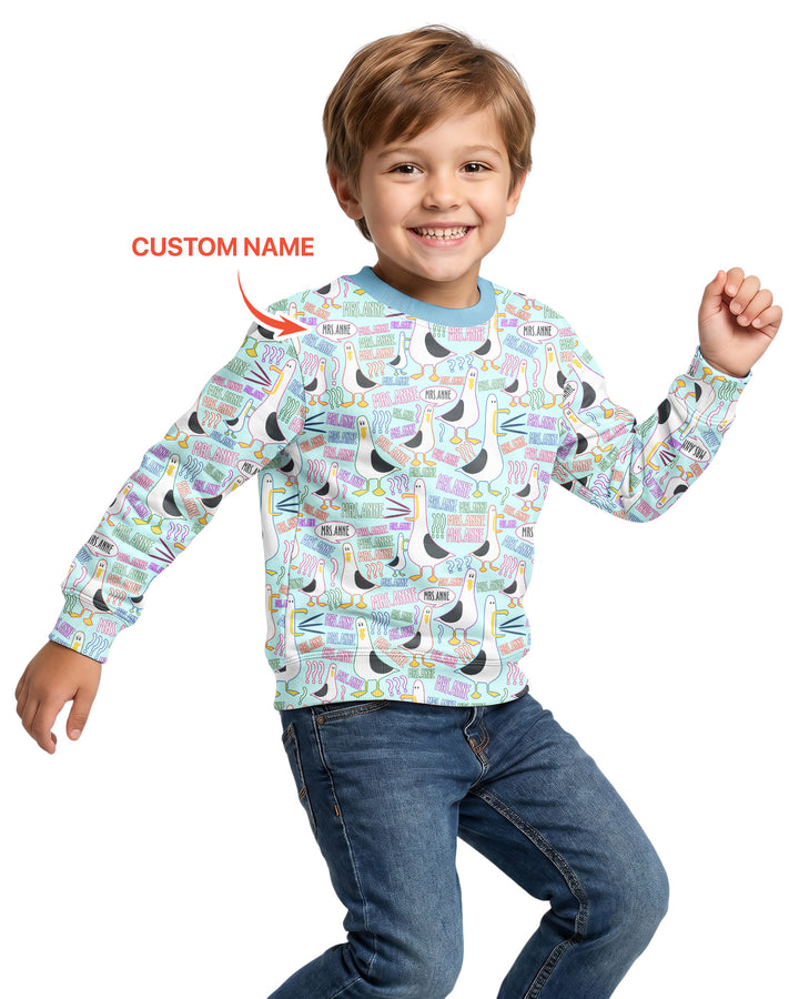 Teacher Teacher Teacher Funny Seagull Bamboo Crewneck Sweatshirt