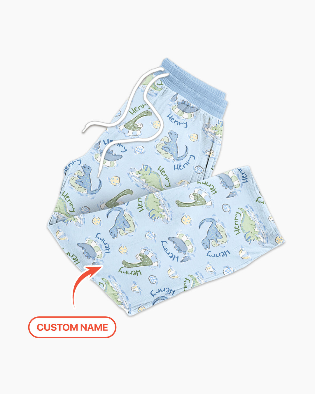 Dinos Swimming Custom Name Bamboo Men's Pajama Set
