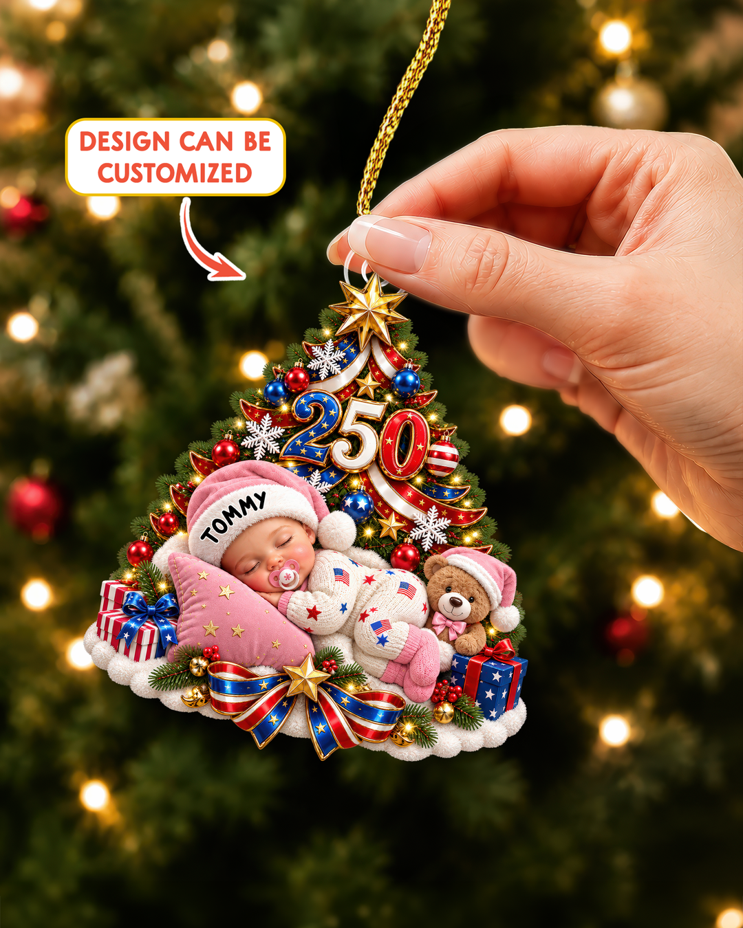 Patriotic My First Christmas 250 Personalized Acrylic Ornament