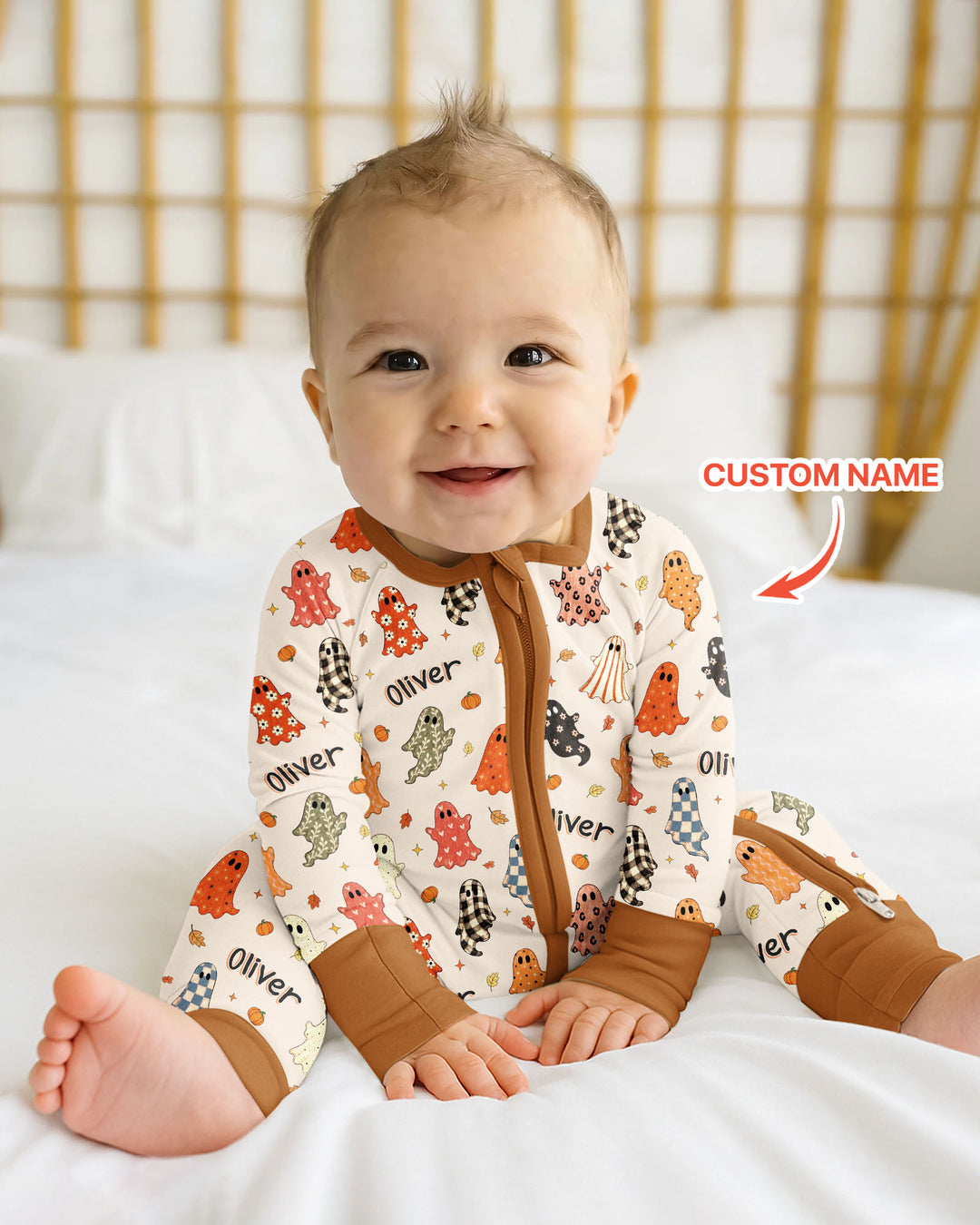 Custom Name Fall Ghost Bamboo Convertible Zippy