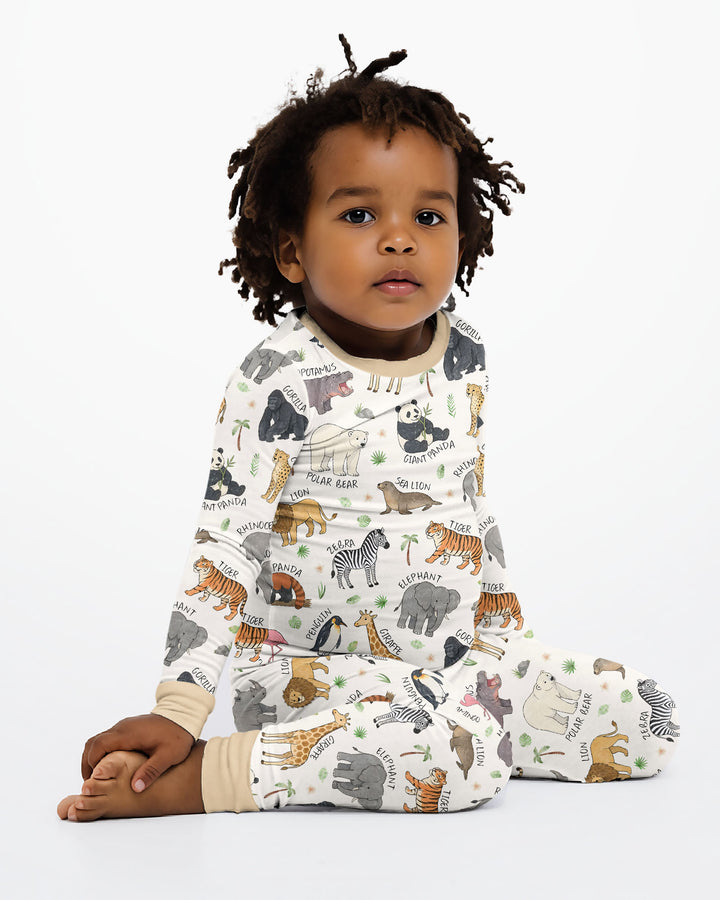 Safari Animals Bamboo Two Piece Long Sleeve Pajama Set