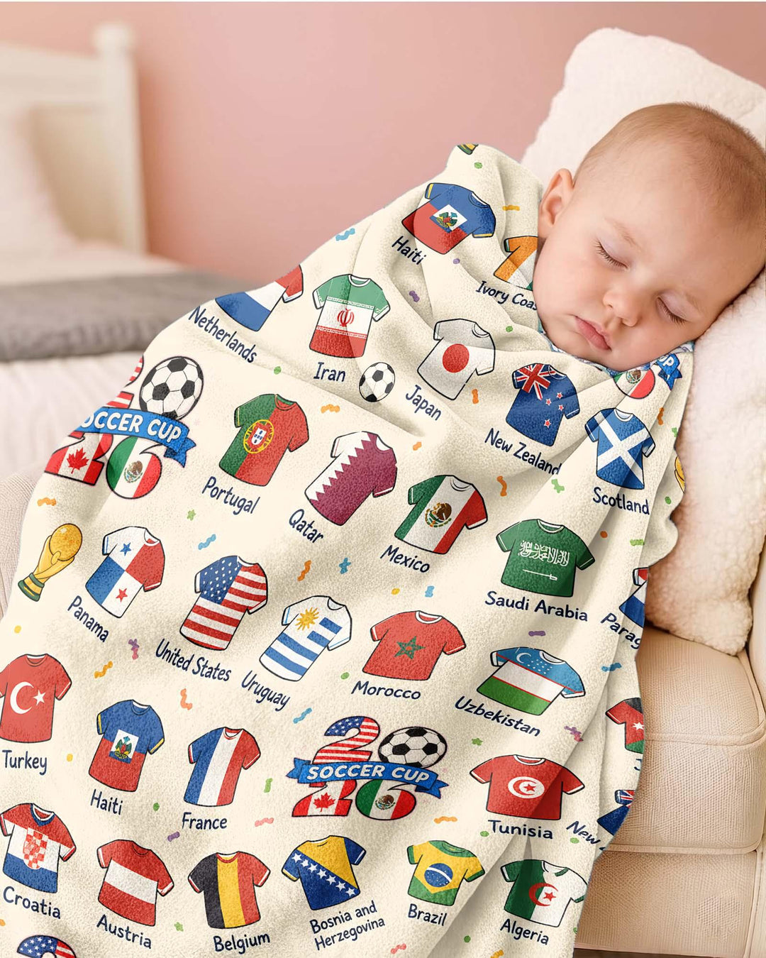 2026 Soccer World Jersey Flag Bamboo Blanket