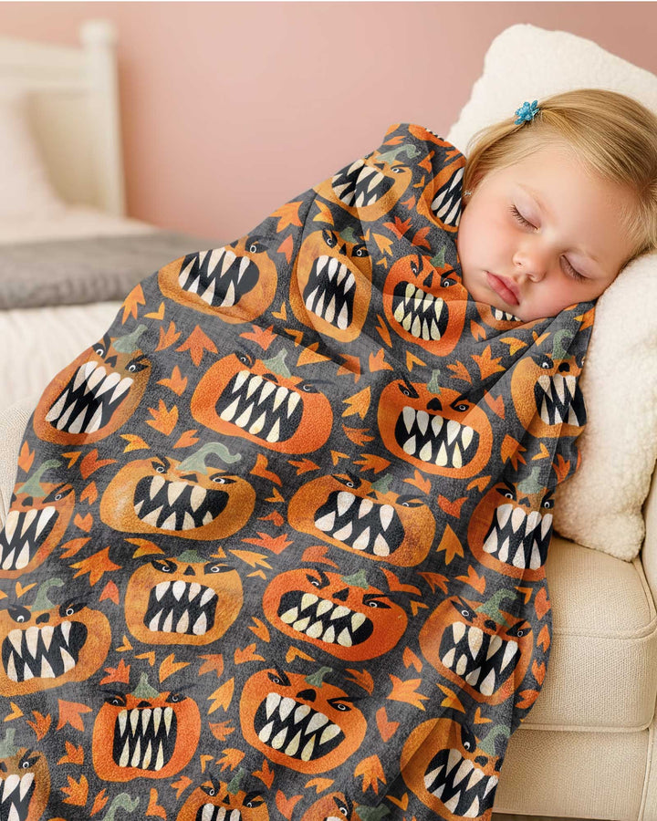Pumpkin Monsters Bamboo Blanket
