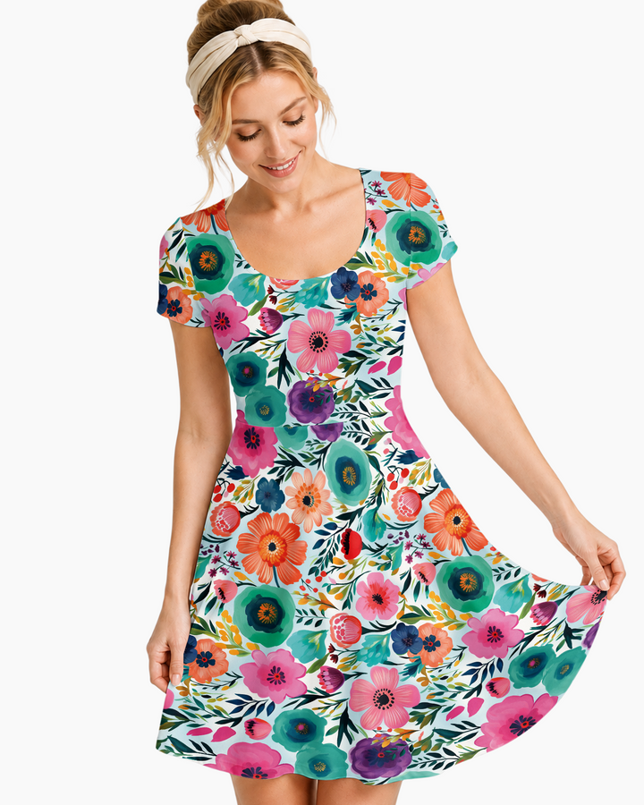 Secret Garden Bamboo Women’s Short Sleeve Twirl Dress