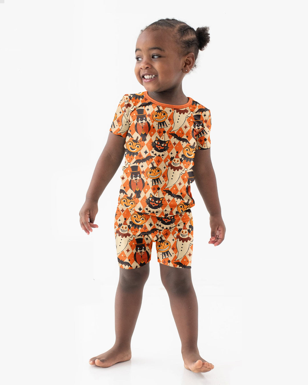 Vintage Halloween Carnival Bamboo Two Piece Short Sleeve Shorts Pajama Set