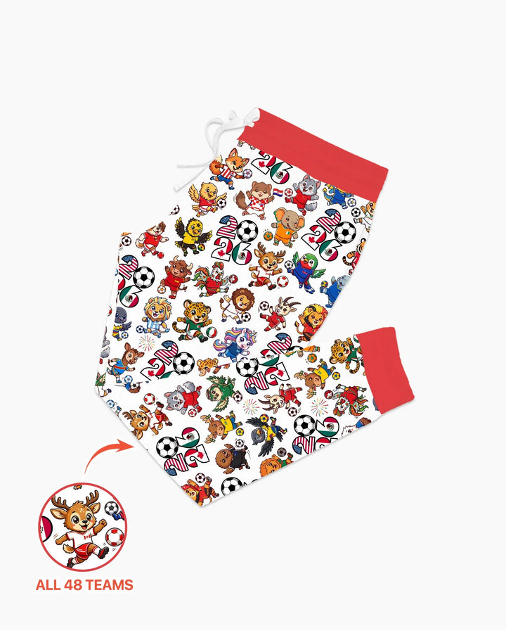 Kawaii Animals Soccer Tour 2026 Family Matching Bamboo Women Pajama Set