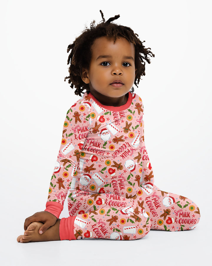 Santas, Milk and Cookies Bamboo Two Piece Long Sleeve Pajama Set