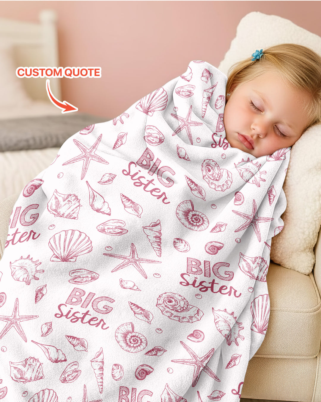 Coquette Seashell Matching Sibling Bamboo Blanket