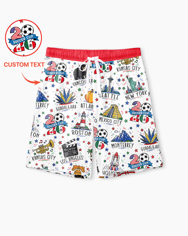 2026 Soccer Cup Host Citties Bamboo Men Short Sleeve Short Pajama Set