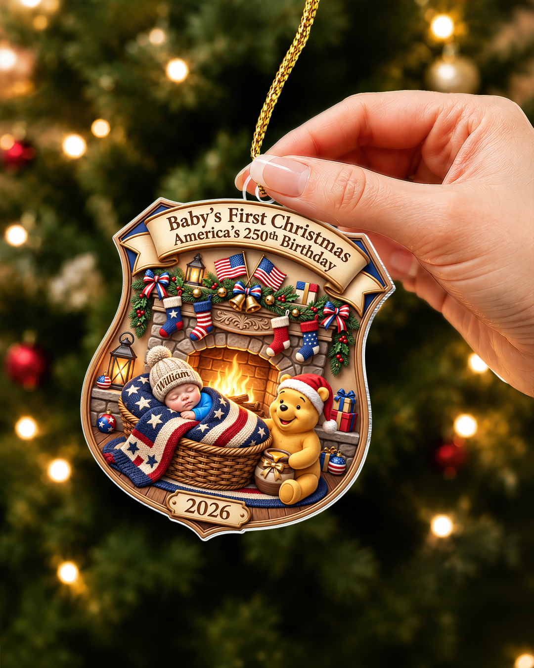 Little Patriot Christmas Personalized 1-Side Photo Acrylic Ornament