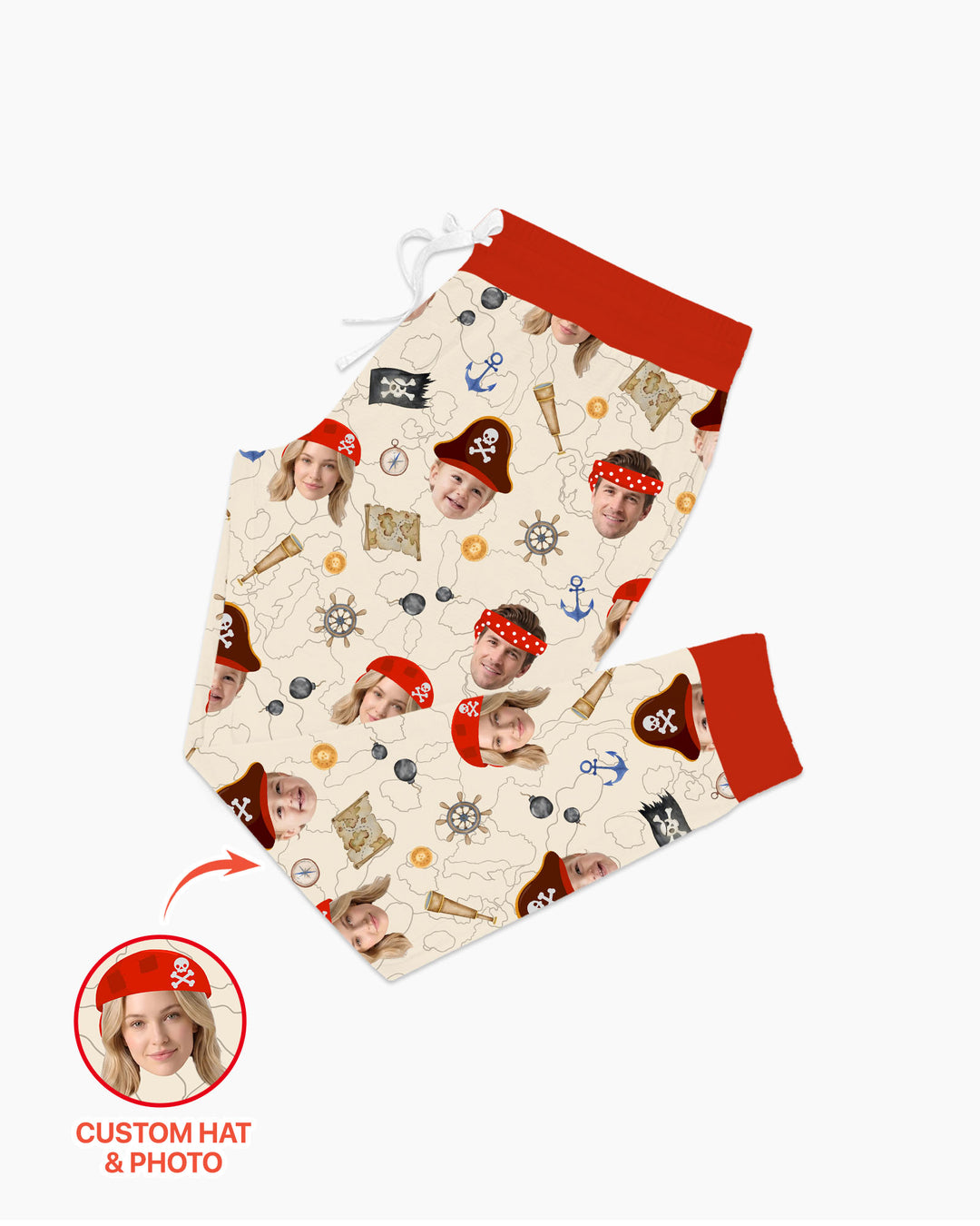 Custom Photo Treasure Map Adventures Family Matching Bamboo Women Pajama Set