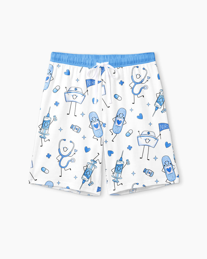 Cute Nurse Crew Bamboo Men Short Sleeve Short Pajama Set