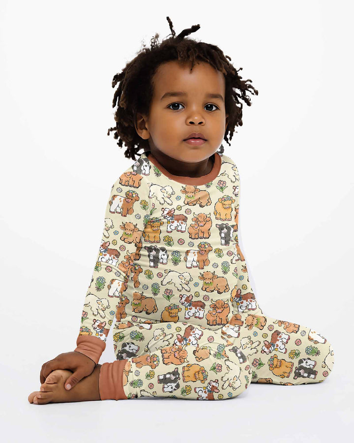 Little Highland Friends Bamboo Two Piece Long Sleeve Pajama Set