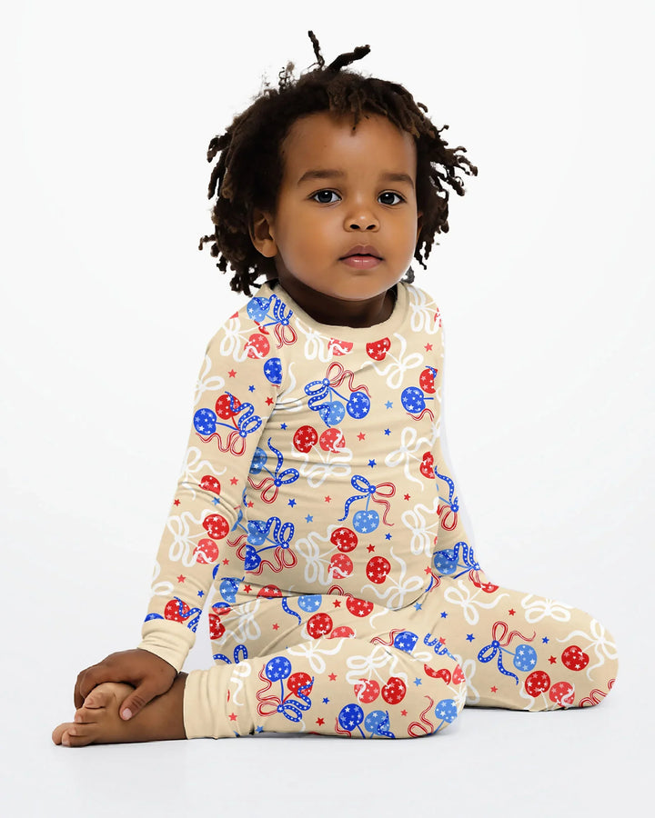 Cherry America 4th of July Bamboo Two Piece Long Sleeve Pajama Set