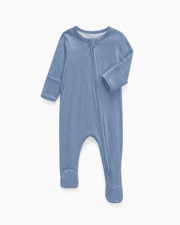 Solid Color Bamboo Zippered Footie Romper