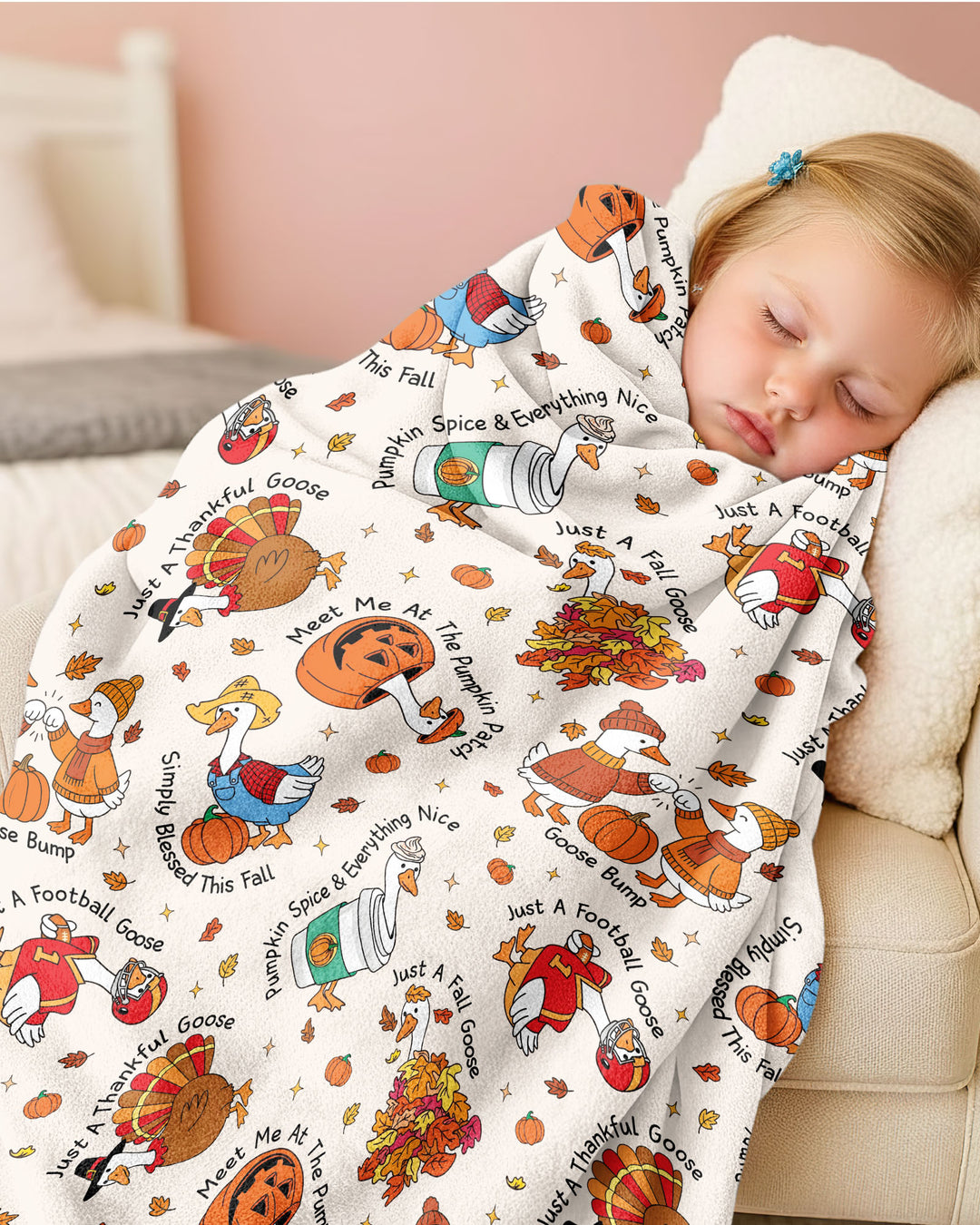 Just A Fall Goose Family Matching Bamboo Blanket