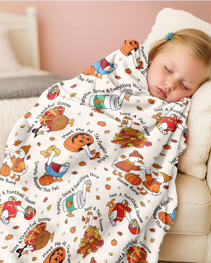 Just A Fall Goose Family Matching Bamboo Blanket