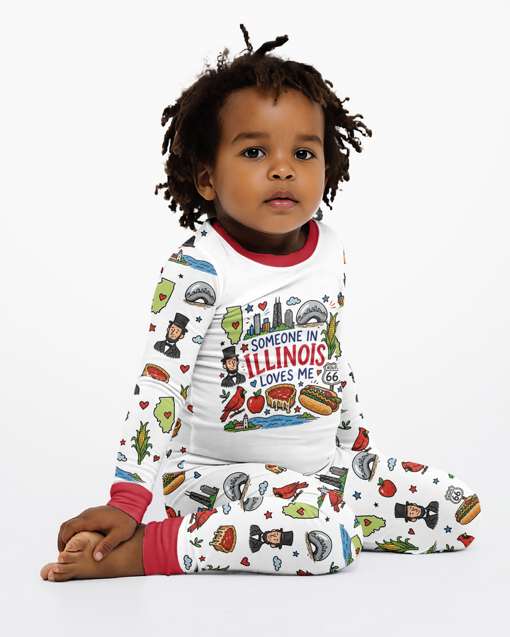 Someone in Illinois Loves Me Bamboo Two Piece Long Sleeve Pajama Set