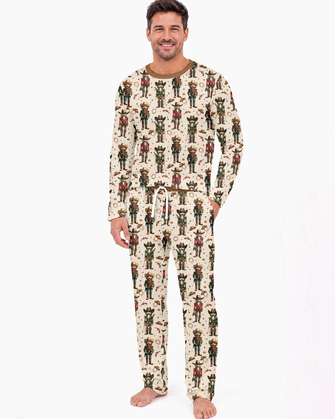 Western Christmas Cowboy Nutcracker Bamboo Men's Pajama Set
