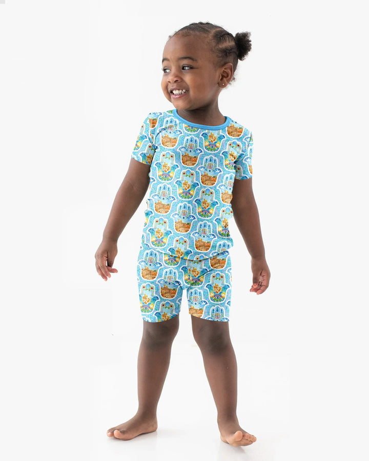 Hamsa Hand Bamboo Two Piece Short Sleeve Shorts Pajama Set