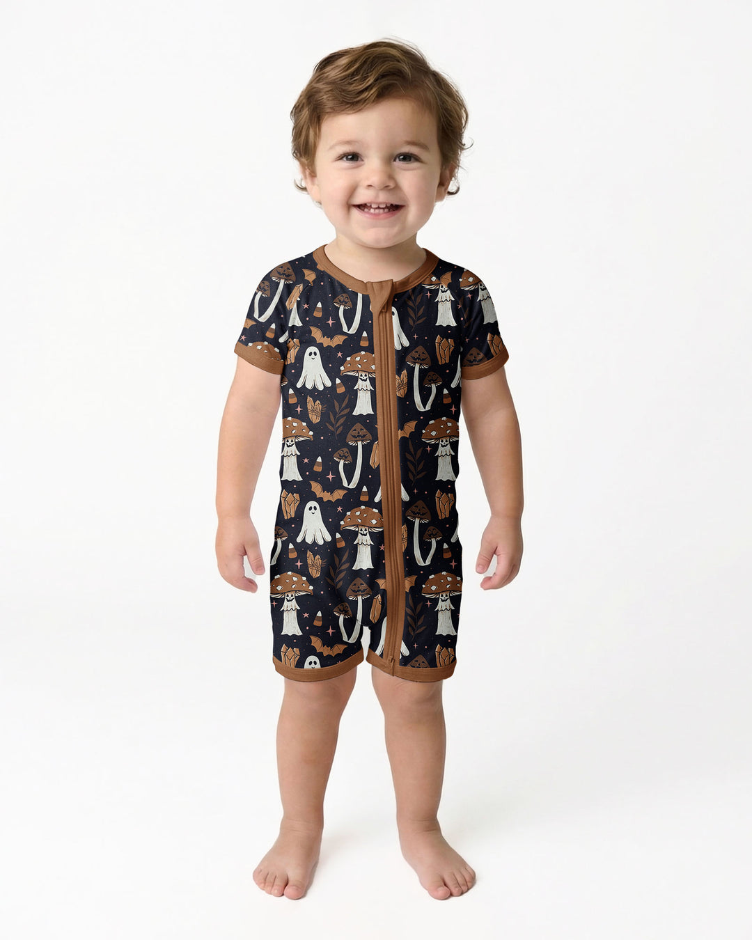 Retro Halloween Whimsy Bamboo Shorty Zippy