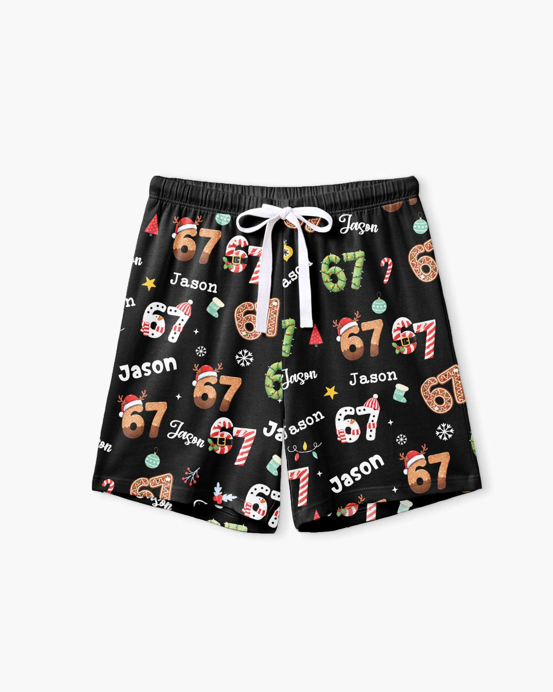 Custom '6 7' Six Seven Christmas Slang Meme Bamboo Women Short Sleeve Short Pajama Set
