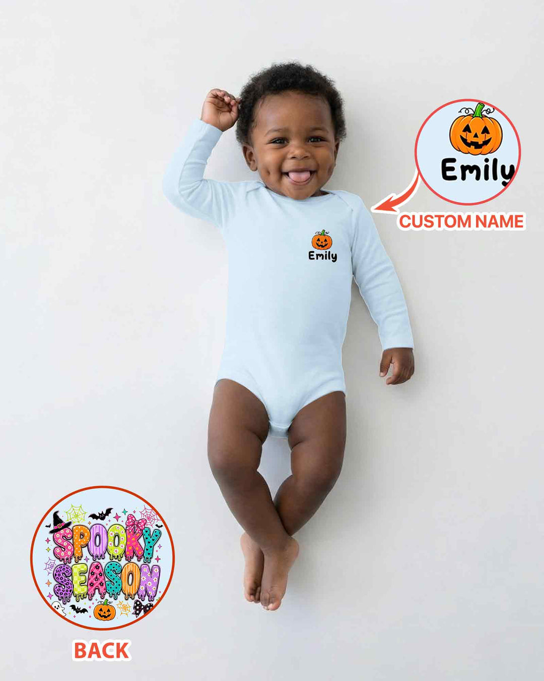 Personalized Spooky Season Pumpkin Ghost Bamboo Bodysuit