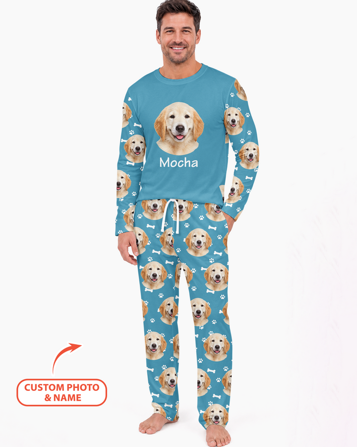 Custom Photo Pet Faces Pajamas Bamboo Men's Pajama Set