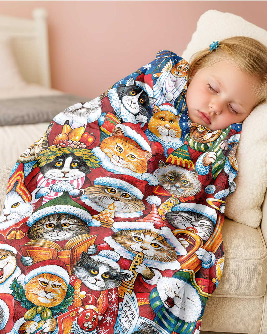 Cats Wear Noel Hat Bamboo Blanket