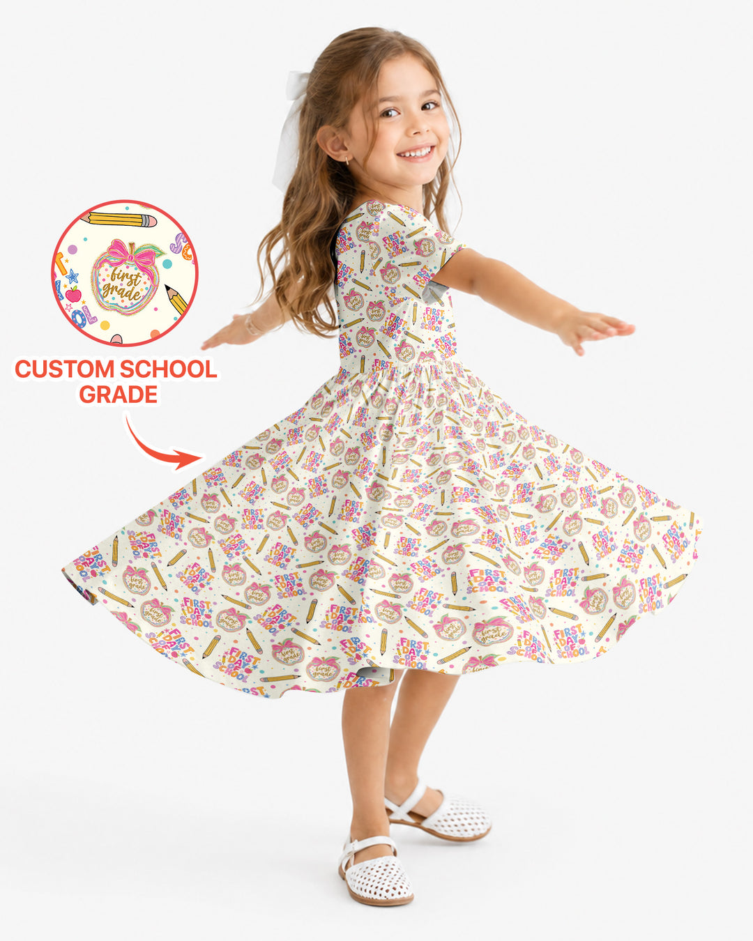 Custom School Grade First Day Cutie Bamboo Twirl Dress