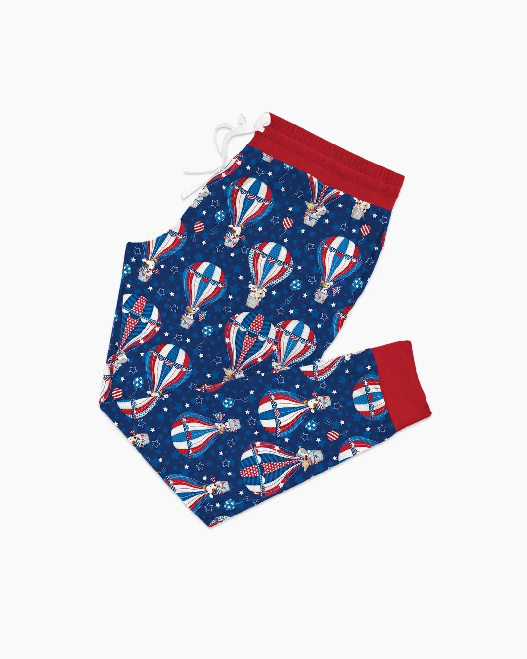 Patriotic Pups in Hot Air Balloons Family Matching Bamboo Women Pajama Set